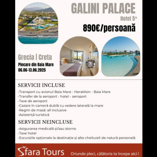 Vacanță de vis în Creta! Descoperă Galini Palace cu Sfara Tours