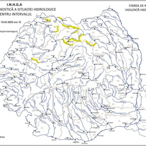 Actualizare a Atenționării Hidrologice: Cod Galben pentru mai multe râuri din nordul țării