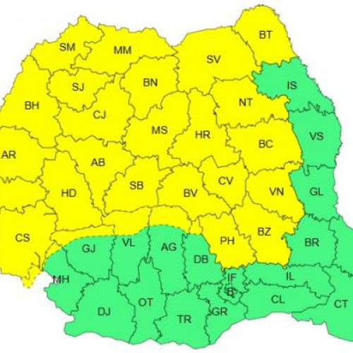 ANM a emis o atenționare meteorologică cod galben