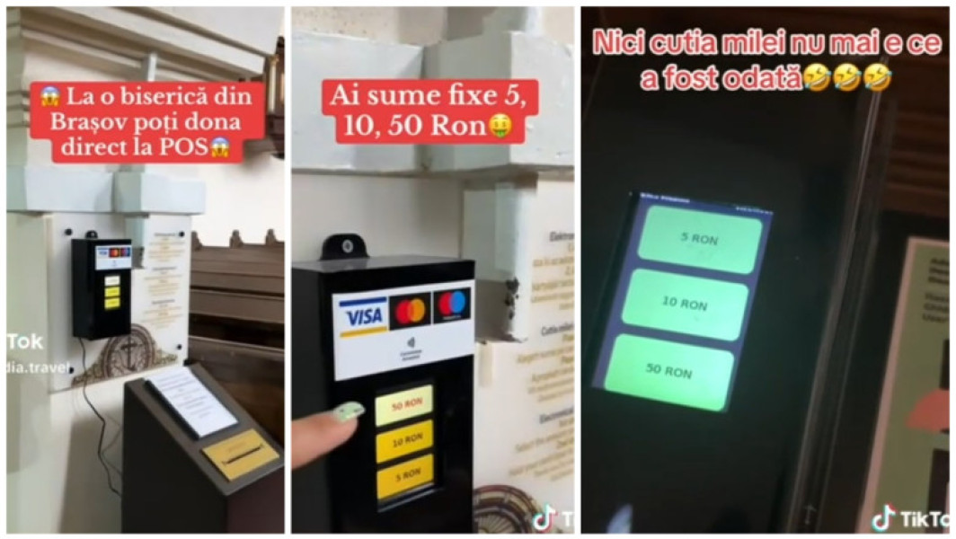 Video Culmea tehnologiei: „cutia milei” cu POS. Cum funcționează donațiile cu cardul în biserici. Ideea a devenit virală pe TikTok