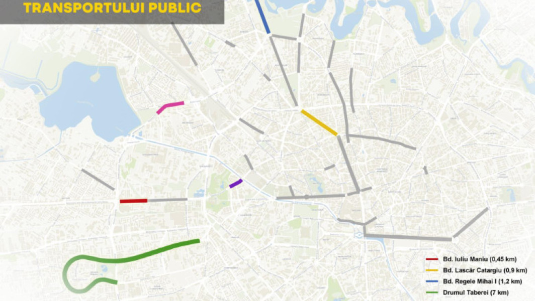 Rețeaua de benzi unice pentru transportul public în Bucureşti se prelungește cu încă 10,55 km. Traseele pe care vor fi amenajate